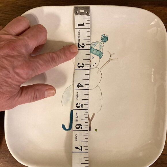 Rae Dunn JOY Snowman Plates Set of 3 - Picture 7 of 7